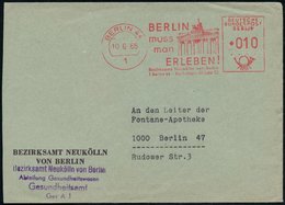 1965 (10.6.) 1 BERLIN 44, Kommunaler Absender-Freistempel Neukölln = Brandenburger Tor, Kommunalbrief (Ortsstempel Links - Andere & Zonder Classificatie
