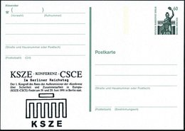 1990 B.R.D., 60 Pf. Bavaria, Amtl. Ganzsache + Zudruck: KSZE-Konferenz Im Berliner Reichstag ( = Stilis. Brandenbg. Tor) - Other & Unclassified