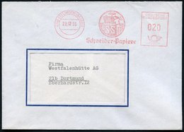 1955 (22.12.) (17 A) ETTLINGEN, Absender-Freistempel: Schneider-Papiere = Papier-Schneidemaschine, Rs. Motivgleicher Abs - Other & Unclassified