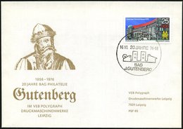 1976 (16.10.) 701 LEIPZIG 1, Sonderstempel: 20 JAHRE BAG GUTENBERG (= Offset-Druckmaschine) Auf 25 Pf. Deutsche Biblioth - Other & Unclassified