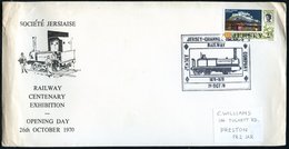 1970 (26.10.) JERSEY, Sonderstempel: 100 Jahre Jersey-Channel Islands Railway = Dampflok; Inl.-Sonderumschlag - Eisenbah - Autres & Non Classés