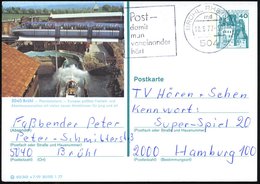 1977 (10.5.) 504  BRÜHL 1, 40 Pf. Bild-Ganzsache Burgen: Phantasialand (Freizeitpark) Mit Einschienenbahn Etc., Ortsglei - Sonstige & Ohne Zuordnung