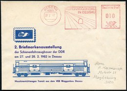 1982 (27.2.) 4500 DESSAU, Absender-Freistempel: KÜHLWAGGONBAU (stilis. Kühlwaggon) Auf Sonderumschlag Mit Kühlwaggon - E - Other & Unclassified