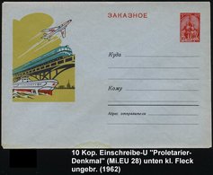 1962 UdSSR, 10 Kop. Einschreiben-Ganzsachen-Umschlag: Verkehrsmittel Mit Triebwagenzug Auf Brücke (rs. Kl. Fleckchen), U - Otros & Sin Clasificación