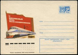 1975 UdSSR, 4 Kop. Ganzsachen-Umschlag: Elektro-Expresszug (vor Sowjet-Flagge), Ungebr. - Expresszüge, ICE & Tranrapid / - Andere & Zonder Classificatie