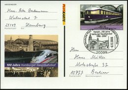 2006 (6.12.) Hamburg, 45 + 20 C. Sonder-Ganzsache: "100 Jahre Hambg. Hauptbahnhof" (= Bahnhof, ICE-Zug) + Passender Sond - Other & Unclassified