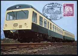 1977 (23.4.) 5400 KOBLENZ 1, Sonderstempel: 75 JAHRE HAUPTBAHNHOF Auf Maximum-ähnlicher Color-Ak. (Dieseltriebzug) Auf 1 - Autres & Non Classés