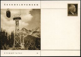 1947 TSCHECHOSLOWAKEI, 1,20 Kc. Bildganzsache Benesch: Hohe Tatra Mit Kabinen-Seilbahn, Ungebr. (Pofis CDV.87/13) - Seil - Sonstige & Ohne Zuordnung