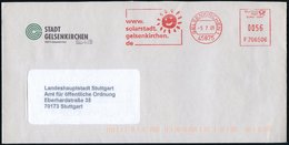 2001/02 45875 GELSENKIRCHEN 1, Roter Und Blauer Kommunaler Absender-Freistempel; SOLARSTADT.. (= Jeweils Sonne) Je Auf K - Other & Unclassified