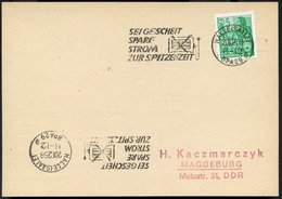 1958 (20.12.) HALLE (SAALE) BPA 29, Maschinen-Werbestempel; SPARE STROM.. = Durchkreuzter Elektro-Heizlüfter, Inl.-Karte - Autres & Non Classés