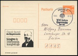 1987 (13.3.) 7010 LEIPZIG 1, Sonderstempel IFER "100 Jahre Esperanto" Auf Amtl. Ganzsache 10 Pf. PdR., Orange + Passende - Other & Unclassified