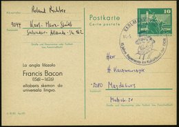 1980 (11.5.) 9010 KARL-MARX-STADT 1, Esperanto-Sonderstempel: Francis Bacon (1561-1626) + Zudruck Auf Amtl. Ganzsache 10 - Otros & Sin Clasificación