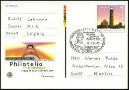 2004 (26.9.) 04356 LEIZIG, Sonderstempel Kaiserin Siisi (Elisabeth, 1837-1898) Auf Sonderganzsache 45 C. Leuchtturm "Phi - Sonstige & Ohne Zuordnung