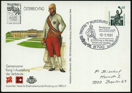 1991 (10.5.) 8700 WÜRZBURG 1, Sonderstempel: Ferdinand Von Österreich Auf Motivgl. PP 60 Pf. Bavaria (WÜBA '91), Inl.-Ka - Other & Unclassified