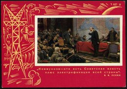 1969 UdSSR, 3 Kop. Bildganzsache Komsomolzen, Grün: Lenin-Portrait Mit Zitat: "Kommunismus = Sowjetmacht + Elektrifizier - Autres & Non Classés