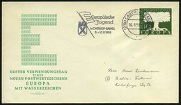 1958 (10.8.) (21 B) CASTROP-RAUXEL 1, Maschinen-Werbestempel: Europ. Jugend (alte Europa-Flagge, Wappen) 10 Pf. CEPT (Mi - Other & Unclassified