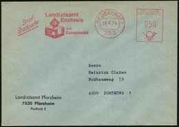 1979 (10.6.) 753 PFORZHEIM 1, Kommunaler Absender-Freistempel  Zur Europawahl 1979 (Wahlurne) Kommunalbrief - Europa-Uni - Other & Unclassified