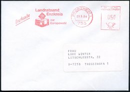 1984 (23.5.) 753 PFORZHEIM 1, Kommunaler Absender-Freistempel  Zur Europawahl 1984 (Wahlurne) Fernbrief - Europa-Union & - Altri & Non Classificati