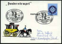 1986 (12.9.) 7550 RASTATT 1, Sonderstempel Städtepartnerschaft Mit Fano (Symbolfiguren Der Städte) Inl.-Karte (Bo.35) -  - Sonstige & Ohne Zuordnung