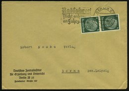 1937 BERLIN C 2, Maschinen-Werbestempel: Nicht Anhängen An Fahrzeuge!, Dienstbrief: Deutsches Zentralinstitut Für Erzieh - Other & Unclassified