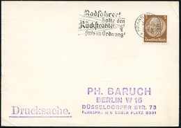 1936 (16.11.) FRANKFURT (ODER), Maschinen-Weerbestempel: Halte Den Rückstrahler.. In Ordnung!, Inl.-Karte (Bo.S 223 A) - - Other & Unclassified