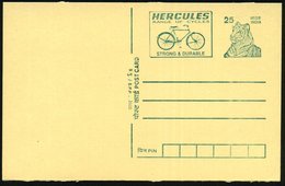 2000 INDIEN, 25 Rp. Reklame-Ganzsache Tiger, Grün: HERCULES = Herrenfahrrad, Ungebr. - Fahrrad / Bicycle / Bicyclette /  - Altri & Non Classificati