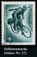 1940 SCHWEIZ, Soldatenmarke RADFAHRERKOMPAGNIE 1/ 5 (grün) Gestempelt (Su.17) - Fahrrad / Bicycle / Bicyclette / Bicicle - Sonstige & Ohne Zuordnung