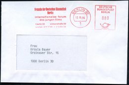 1984 1 BERLIN 30, Absender-Freistempel: Freunde Der Deutschen Kinemathek.. (= Bestandteil Der Berliner Filmfestspiele) O - Autres & Non Classés