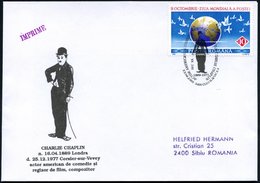 2000 (23.8.) RUMÄNIEN, Sonderstempel: 3400 CLUIJ-NAPOCA, ACTOR AMERICANO.. CHARLIE CHAPLIN (Chaplin Als "Tramp" Mit Melo - Otros & Sin Clasificación