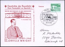 1983 (26.10.) 1080 BERLIN 8, Sonderstempel: Orville Wright = 1. Motorflugzeug Auf Passender Sonderkarte - Luftfahrt-Pion - Altri & Non Classificati