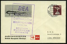 1960 (31.3.) (1) BERLIN-ZENTRALFLUGHAFEN, Turboprop-Erstflug BEA Berlin - München, BEA-Sonderumschlag, Rs. Ank.-Stempel  - Altri & Non Classificati