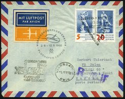 1960 (Sept.) LEIPZIG BPA 32, Interflug-Messe-Erstflug Leipzig - Warschau (vs. Ank.-Stempel) Mit Interflug Sonder-Label + - Andere & Zonder Classificatie