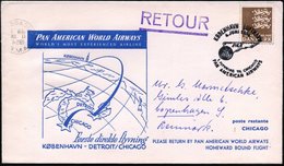 1954 (4.6.) DÄNEMARK, Erstflug PAA Kopenhagen - Chicago Mit Erstflug-Sonderstempel, Erstflug-Sonderumschlag (Lü.292 A 2) - Sonstige & Ohne Zuordnung