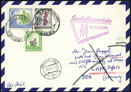 1961 (9.9.) RHODESIEN (NYASALAND), Leipziger Messe-Erstflug Salisbury - (Leipzig) - Prag (vs. Ank.-Stempel) Erstflug-Ret - Andere & Zonder Classificatie
