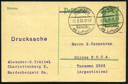 1925 (27.8.) WURZEN, Hand-Werbestempel: Benutzt Die Luftpost, 2x Auf Übersee-Karte (Bo.1, Type I) - Luftpost-Werbestempe - Other & Unclassified