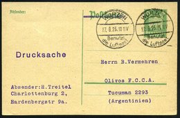 1925 (27.8.) WURZEN, Hand-Werbestempel: Benutzt Die Luftpost, 2x Auf Übersee-Karte (Bo.1, Type I) - Luftpost-Werbestempe - Sonstige & Ohne Zuordnung