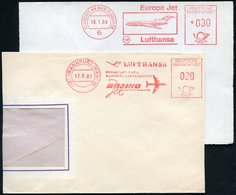 1961/65 (16) Bzw. 6 FRANKFURT AM MAIN-FLUGHAFEN, 2 Verschiedene Absender-Freistempel Lufthansa Auf 2 Teil-Vorderseiten,  - Other & Unclassified