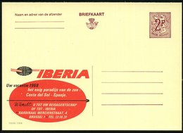 1967 BELGIEN, 2 F. Publibel-Ganzsache: IBERIA.. (Globuslogo = Spnische Fluggesellschaft) Flämischer Text, Ungebr. (Mi.P  - Other & Unclassified