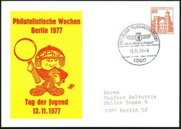 1977 (13.11.) 1000 BERLIN 519 FLUGHAFEN TEGEL, Hand-Werbestempel Auf PP 20 Pf. Burgen: Tag Der Jugend (= Comic-Figur Mit - Autres & Non Classés