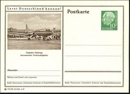 1957/59 Hamburg, 10 Pf. Bildganzsache Heuss I Bzw. Heuss III, Je Flughafen-Terminal (u. "Corvair") Je Ungebr., 2 Belege  - Other & Unclassified