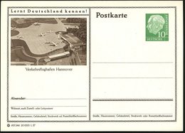 1957/59 Hannover, 10 Pf. Bildganzsache Heuss I (2 Bilder) Bzw. Heuss III, Je Flughafen-Terminal (u. Hangars) Je Ungebr., - Other & Unclassified