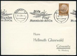 1935 (8.7.) MANNHEIM 2, Band-Maschinen-Werbestempel: Blitzflug.. = Heinkel He 111 "Blitz", Inl.-Karte (Bo.40 K 41) - Flu - Other & Unclassified