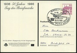 1986 7032 SINDELFINGEN 1, Sonderstempel: TAG DER BRIEFMARKE = Ju 52 Auf Passender PP 60 Pf. Burgen: Tag Der Briefmarke M - Other & Unclassified