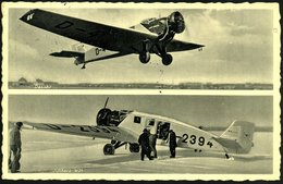 1937 (18.11.) DEUTSCHES REICH, S/ W.-Foto-Ak.: Junkers "W 34" (2 Ansichten) Gest. DESSAU LAND, Bedarfskarte - Junkers &  - Otros & Sin Clasificación
