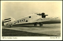 1934 (14.7.) DEUTSCHES REICH, S/ W.-Foto-Ak.: Junkers "W 34" , Gest. ROSTOCK 3, Bedarfskarte - Junkers & Junkers-Flugzeu - Andere & Zonder Classificatie