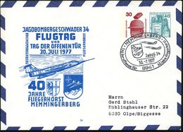 1977 (30.7.) 8941 MEMMINGERBERG, PU 30 Pf. Unfall + 40 Pf. Burgen: JABO-GESCHWADER 34 FLUGTAG = Kampfjet "Starfighter" + - Altri & Non Classificati