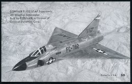 1960 (ca.) U.S.A., S/ W.-Foto-Ak.: Corvair Kampfflugzeug "F-102" (Karte No.50) U. "T-29 Flying Classroom" (Karte No.58), - Other & Unclassified
