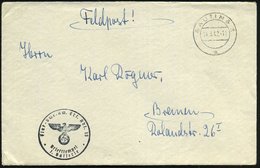 1942 (14.3.) GAUTING 2, 2K-Steg + Briefstempel: Flak-Scheinw.(erfer) Ers. Abt. 15 + Rs. Hs. Abs., Feldpostbrief N. Breme - Autres & Non Classés
