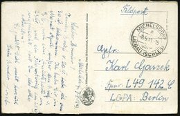 1943 (8.5.) MICHELSDORF über LIEBAU (SCHLES), 2K-Steg = PSt.I Auf S/ W.-Feldpost-Ak. (Burg Kynast) An Fp.-Nr. L 49 142 = - Sonstige & Ohne Zuordnung