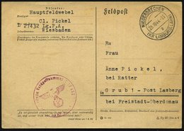 1944 (28.10.) NIEDERBRECHEN (KR LIMBURG LAHN), 2K-Steg + Roter Briefstempel: Feldpostnr. L 27 432 = 2. Komp. Luft-Nachri - Andere & Zonder Classificatie
